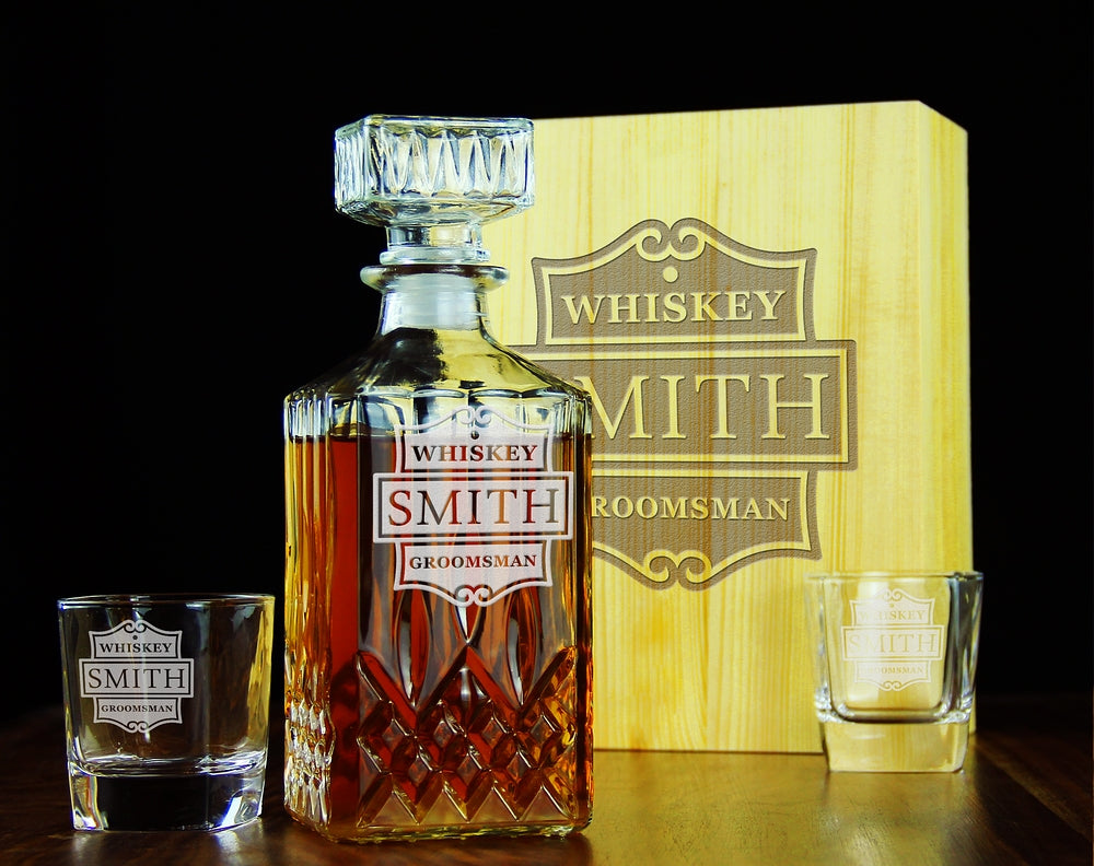 Groomsmen Gifts-Personalized Whiskey Decanter Set